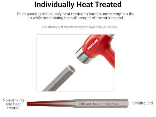 TEKTON 1/4 Inch Solid Punch | 66077 | Made in USA - size: 1/4 in., style: Solid