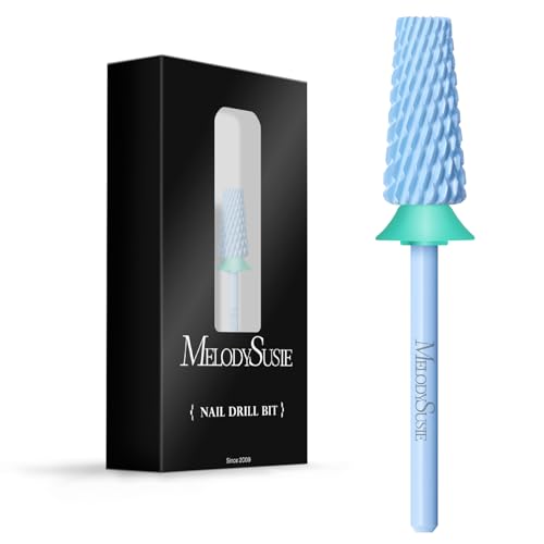 MelodySusie Professional 5 in 1 Nail Drill Bits, 3/32'' Carbide Tungsten Multi-function Bits, Suitable for Manicure Pedicure Cuticle Gel Polishing, Technicians Bits, Light Blue, Series Bit-M, C - color: Light Blue, size: Coarse-C