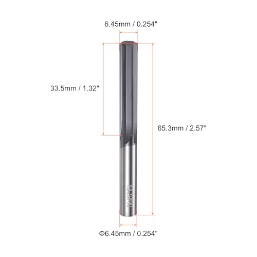 HARFINGTON Carbide Chucking Reamer 0.254"(6.45mm) Dia Straight Flute Straight Shank Machine Reamer Tool for Metal and Lathes CNC Machining Centers, Black - size: 0.254"