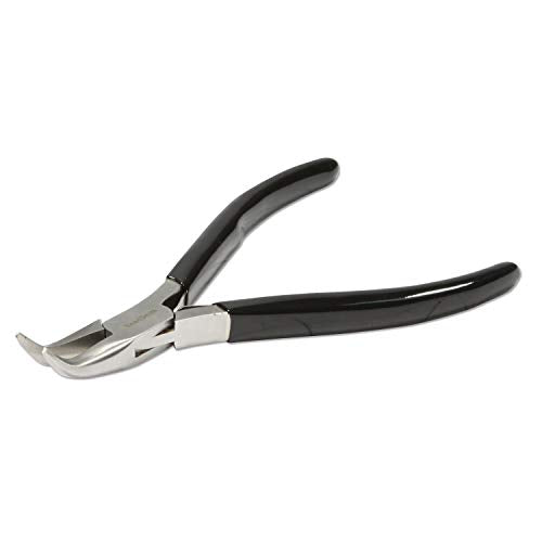 The Beadsmith Bent Chain Nose Pliers – Extra Fine Tips – 4.5 inches (114mm) – PVC Grip Handle with Double Leaf Springs – Jewelry Making Tool for Creating Bracelets, Earrings and Necklaces