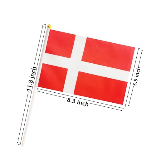50 Pack Denmark Danish on Stick Flags,Small Mini Hand Held Denmark Danish Flags 5.5x8.3 Inch, Grand Opening, Carnival,Party Events Celebration - color: Denmark