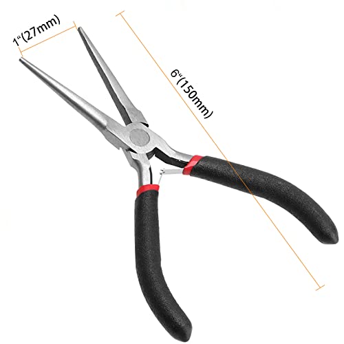 15 PCS 6 Inch Needle Nose Pliers, Precision Pliers with Extra Long Tips and Non-Serrated Jaws for Wire Wrapping, Jewelry Making, Gripping Gadgets