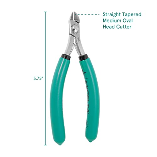Excelta 7141E Optimum Flush Cutter for Soft Wire .005”–.045”, ESD Safe Lazer Line Micro Cutter with Oval Head, Precision Carbon Steel Tool for PCB Assembly and Electronics Work, Made in USA