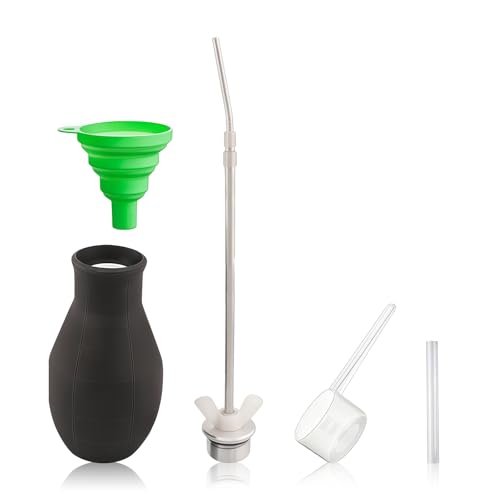 Diatomaceous Earth Powder Duster, Long Reach Bulb Duster with Telescopic Stainless Steel Nozzle (23/40/57 cm), Wall Void Duster for Deep Crevices, Indoor & Outdoor Dry Powder Application Tool - size: Extendable Model