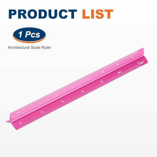 HARFINGTON Architectural Scale Ruler 7" Metric Aluminum Alloy Rose Red - color: Rose Red, size: 7 Inch