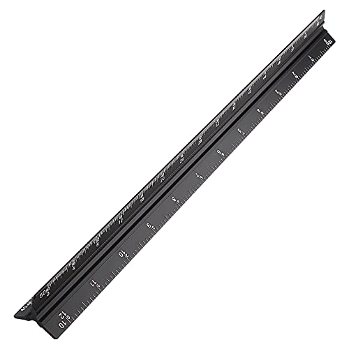 12" Engineer Scale Ruler Architectural Ruler Imperial, Black - color: Imperial Black