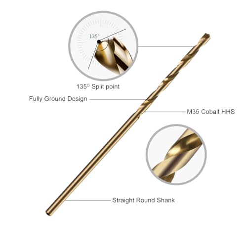 Narwhal 1/32 Inch Drill Bit (13 Pack) Cobalt for Metal & Stainless Steel - size: 1/32 in