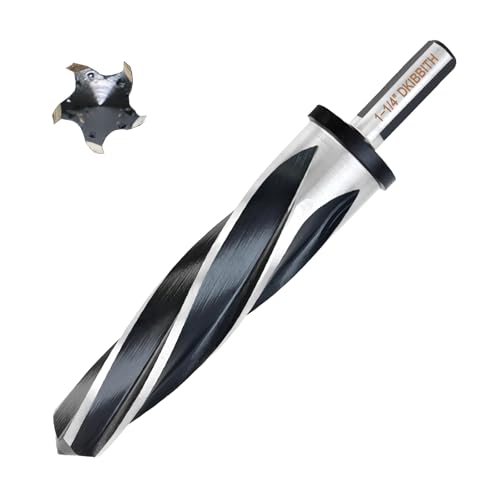 DKIBBITH 1-1/4" Bridge Construction Reamer Drill Bit, M2 HSS Taper Chucking Reamer for Steel Alloy Metal Wood Plastic, 1/2" Non-Slip Shank, 5-Spiral Flutes Car Reamer, to Align or Enlarge Holes, 32mm - size: 1-1/4"