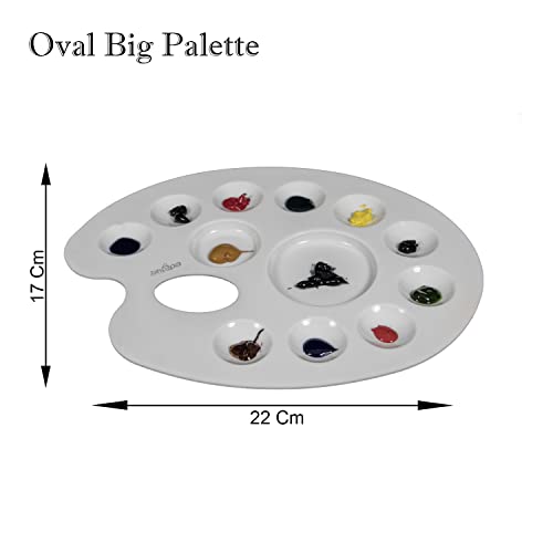 Zahepa Oval Paint Tray Palette with Thumb Hole, 12 Compartments, Watercolor - style: Oval - 12 Compartments