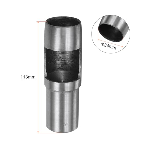 HARFINGTON Hollow Punch for Leather 34mm Round Hole Punch Tool for Belt Puncher Carbon Steel Single Punch for Watch Belts Cut Leather Craft Rubber Paper Fabric Plastic Soft Material - size: 34mm