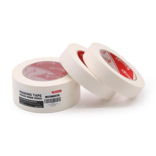 White Masking Tape, 1 Inch x 55 Yards, 2 Rolls(Total 110 Yards), Medium-Adhesion Painting Tape, No Residue, Clean Removal, for Painting, Multi-Surface DIY, Arts Crafts - size: 2 Rolls*1 inch*55Y