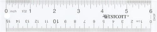 Westcott 10561 Acrylic Clear Ruler, 6 in (Pack of 5) - size: 6 Inches (Pack of 5)