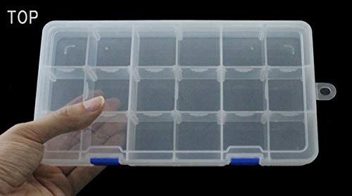 Qualsen Bead Organizer Box with Adjustable Dividers, 18 Girds, 4 Pack - size: 18 Gird-4pcs
