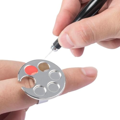 Mini Manicure Palette, 2 Pieces Metal Color Palette Rings, Nail Art Paint Tools, Microblading and Semi Permanent Makeup Supply (Foot Shape) - size: Foot shape