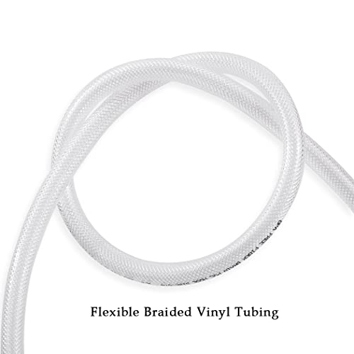 DAVCO 1/4" ID × 25 ft Heavy Duty Braided Clear Plastic Vinyl Tubing Hose - size: 1/4"ID, style: 25 Feet