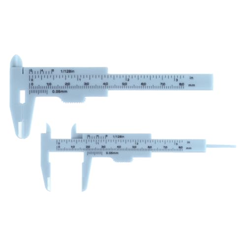 HARFINGTON 10pcs Mini Plastic Vernier Caliper 80mm/3 Inch Double Scale Metric Inch Sliding Gauge Measuring Tool Ruler for Inside Outside Depth Measuring, Blue - color: Light Blue, size: 0-80mm