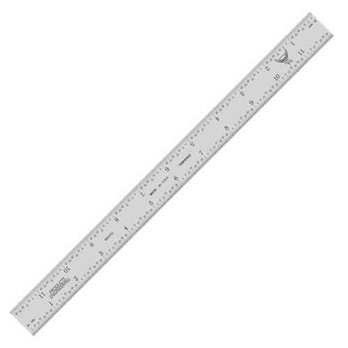 PEC Tools 12" Metal Ruler, Made in USA - color: Stainless Steel-Rigid, size: 12"