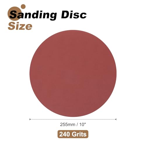 uxcell 3pcs 10-Inch PSA Sanding Discs, 240 Grits Aluminum Oxide Self Adhesive Stick Back Sandpapers, No-Hole Round Wet/Dry Sander Papers, Sand Auto Car Paint, Wood, Metal - size: 240 Grits
