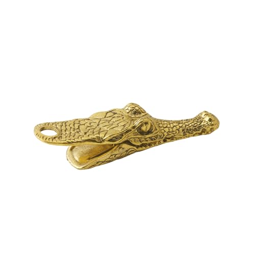 Vintage Crocodile Head Journal Clip - 3.4 Inch Heavy Duty Alligator Metal Book Clip Pin, Solid Decorative Bookmark Paper Organizer Notebook Holder Planner for Home Office Desk - color: Small Golden Clip