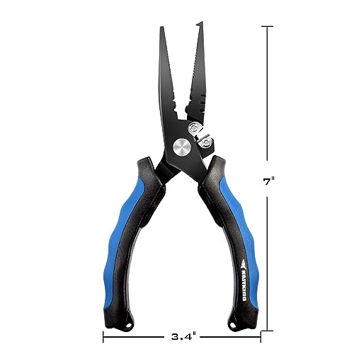 KastKing Intimidator Fishing Pliers, Saltwater Resistant Fishing Gear - color: H:7" Split Ring W/ Braid Cutters - Heavy Duty