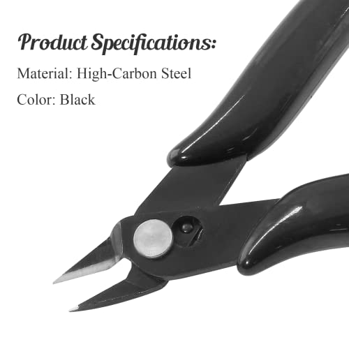 Bivethoi 3pcs Micro Wire Cutters Flush Cut Snips, 5 Inch, Black - color: Black