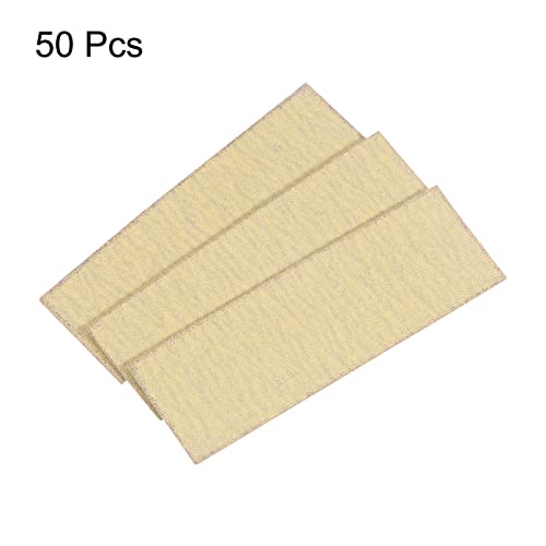 HARFINGTON 50pcs Micro Sander Paper 100 Grit 3.5x1.2 Inch Mini Sanding Sheets Strips Hook Loop Sandpapers for Wood Metal Small Projects Tight Spaces Polish Work - size: 100 Grit
