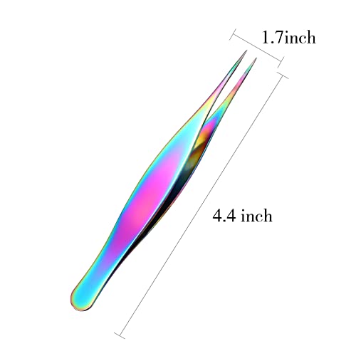 Honoson 6 Pieces Tweezers for Ingrown Hair Remover Pointed, Rainbow Color - color: Rainbow Color