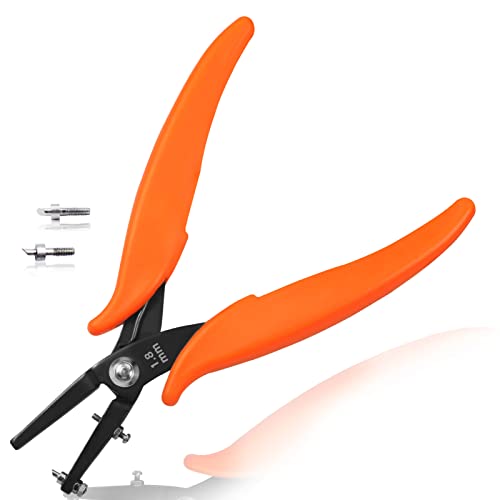 Metal Hole Punch Pliers 6" Small Round Hole Punch Pliers Two Replacement Pins for Jewelry Making to Create 1.8mm Clean Holes Jewelry Tool with PVC Handles for Handcraft Work DIY Hand Tool - style: Long Jaw 1.8mm