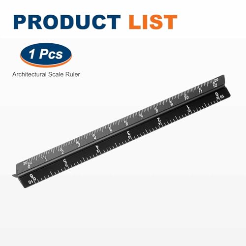 HARFINGTON Architectural Scale Ruler 7" Standard Aluminum Alloy Black - color: Black, size: 7 Inch