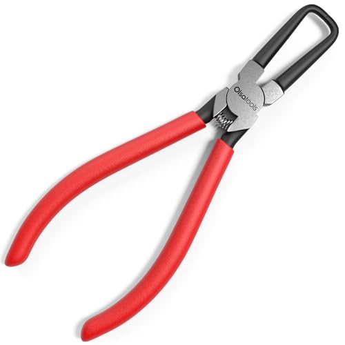Olsa Tools Electrical Disconnect Pliers - 8 Inch Push Tab Connector Removal Tool - One Hand Locking Tab Release Pliers for Automotive Connectors - Compact Design for Tight Spaces - Part: 1817
