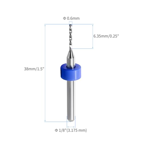 10PCS 0.6mm Tungsten Carbide Shank Micro Drill Bits for PCB - size: 0.6mm (CED)