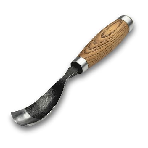 Sharky Hand-Forged Long Bent Curved Gouge for Spoon Carving - size: 1 inch (25 mm)