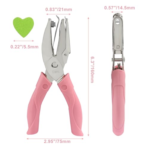 Handheld Hole Paper Punch, Heart, 1/4 Inch - size: Heart