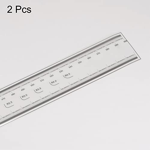 HARFINGTON 2pcs Film Flexible Ruler 60cm 0.1mm Scale with R Angle & Width Lines PET Plastic Folding Straight Ruler Calibration Soft Ruler Measuring Tool for Factory, Transparent - size: 60cm