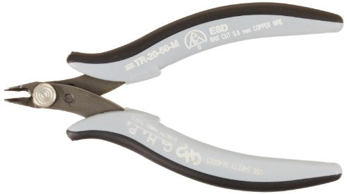 Hakko TR-20-50-M-D Soft Wire Micro Cutter, Flush-Cut, 2.0mm Carbon Steel, 8mm Jaw, 22 Gauge Max, ESD-Safe Handles