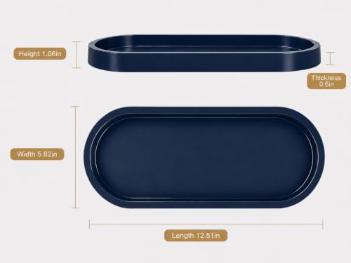 Bathroom Tray,Vanity Tray,Perfume Tray for Makeup,Perfume,Trinket - color: Dark Blue, size: 12.5"x5.8"x1.1" (2 Pack)
