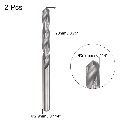 uxcell Solid Carbide Drill Bits, 2.9mm C2/K20 Tungsten Carbide Jobber Drill Bits Straight Shank Drilling Tool for Stainless Steel Aluminum Iron Metal Plastic 2pcs - size: 2.9mm