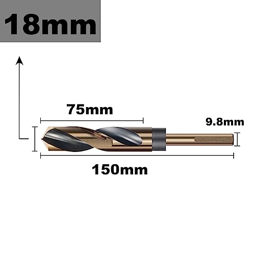 18mm Reduced Shank Twist Drill Bit for Stainless Steel Aluminum Alloy Metal Copper Plastic Wood with 10mm Shank, Made of High Speed Steel 4341, Ideal for Drilling Steel Plate - size: 18mm with 10mm Shank