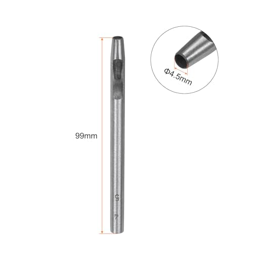 HARFINGTON Hollow Punch for Leather 4.5mm Round Hole Punch Tool for Belt Puncher Carbon Steel Single Punch for Watch Belts Cut Leather Craft Rubber Paper Fabric Plastic Soft Material - size: 4.5mm