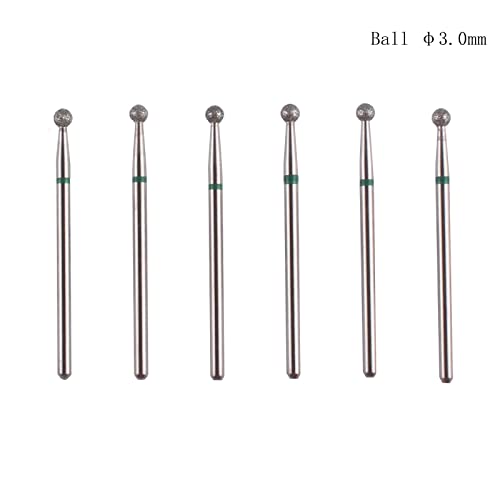 6pcs Ball Head Cuticle Nail Drill Bits for Nail Prep (φ3.0mm) - size: Ball 3.0mm