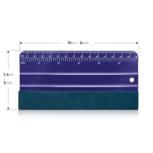 FOSHO Purple Felt Squeegee Vinyl Wrap Tool, Built-in Ruler 6"x3" Scratch-Free Vinyl Scraper for Sticker, Decal, Craft and Wallpaper Application Window Tint Tool - size: 6-inch