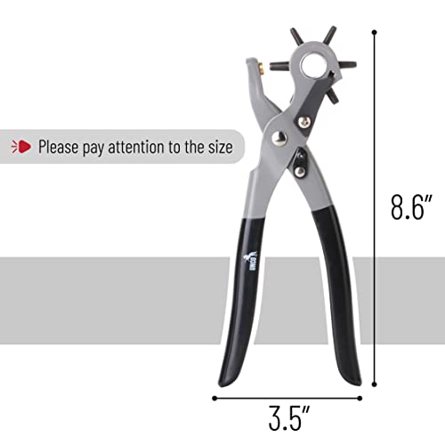 UNCO- Leather Hole Punch Tool, 5/64", 3/32", 7/64", 1/8", 5/32", 3/16" - color: Black