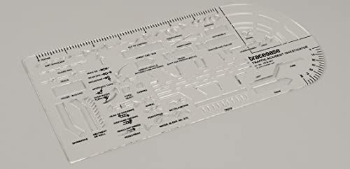 Traceease Traffic Accident Investigator Inlay Template 10.25 x 4.5 Inches Traffic Accident Sign Symbols, Plastic Measuring Ruler-1/16 Thick Template