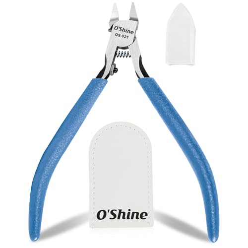O'Shine Ultimate Single-Edged Sprue Cutter, Super Thin Blade Gundam Gunpla Model Nipper, Precision Plastic Kit Hobby Flush Snips, Deluxe Leather & Plastic Sheaths Included - color: Blue