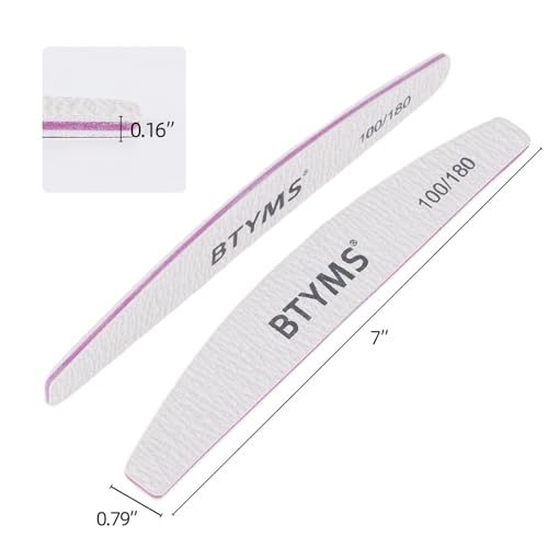 BTYMS 25Pcs 100/180 Grit Nail File and Buffer Professional Double-Sided Emery Boards for Acrylic, Gel & Natural Nails - size: 25 Count (Pack of 1)