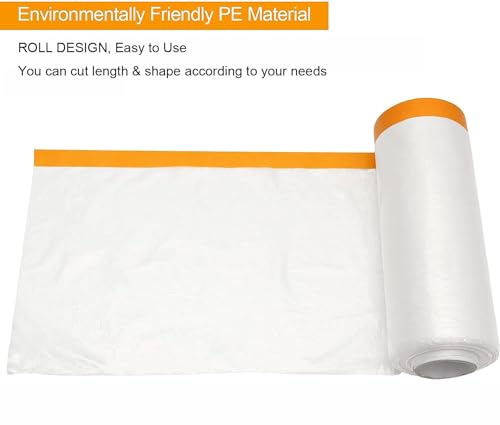 JMIATRY 4Roll Pre-Taped Painter Plastic Sheeting for Painting 4.9Ft X 65.5Ft