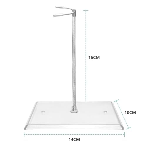 Action Figure Stand with Flexible Bendable Metal Arm, Adjustable Waist Clamp Display Stand Compatible With HG RG SD SHF Gundam 1/144 Models, Stop Motion Rig for Posing.（3Pack Clear） - color: Clear