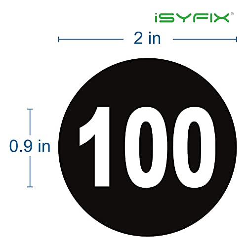 iSYFIX Black Consecutive Number Stickers, 1 to 100, 2 Inch, 1 Set - color: Black, size: 2-inch