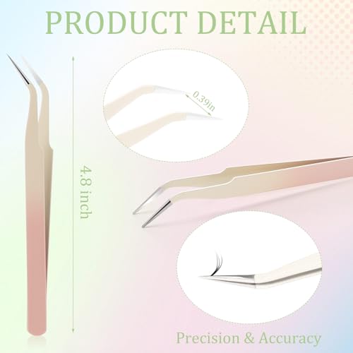 Honoson 9 Pcs Curved Pointed Craft Tweezers Precision Tweezer,Gradient Pink - color: Gradient Pink