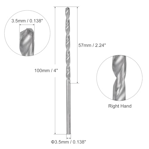 uxcell Solid Carbide Drill Bit, 3.5mm (0.138") Dia 100mm (4") Extra Long YG6X/C3 Micro-Grain Tungsten Carbide Jobber Twist Drill Bits for Drilling Stainless Steel Aluminum Metal Plastic - size: 3.5mm